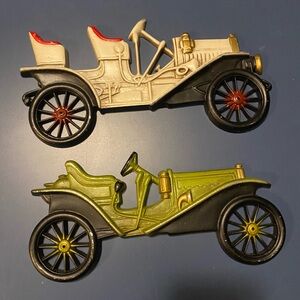 Vintage Midwest Cast Metal Antique Car Plaques (2)